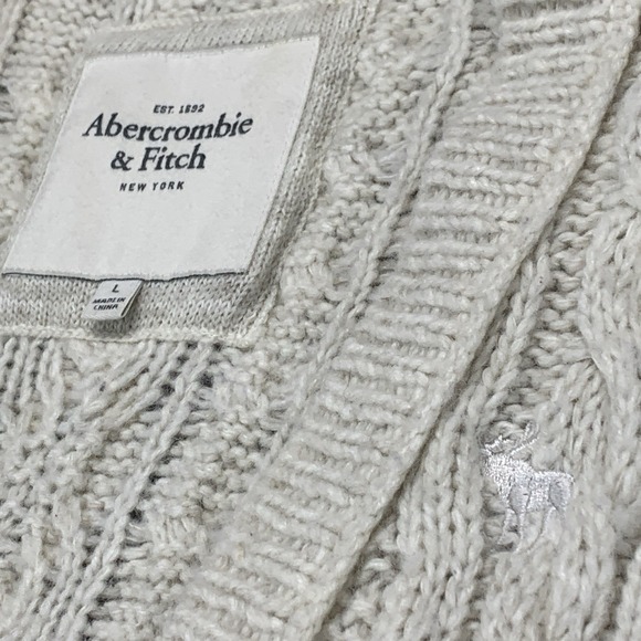 Abercrombie & Fitch Beige WOOL & ALPACA BLEND Sweater Vest Cable Knit - Size L - Picture 8 of 12